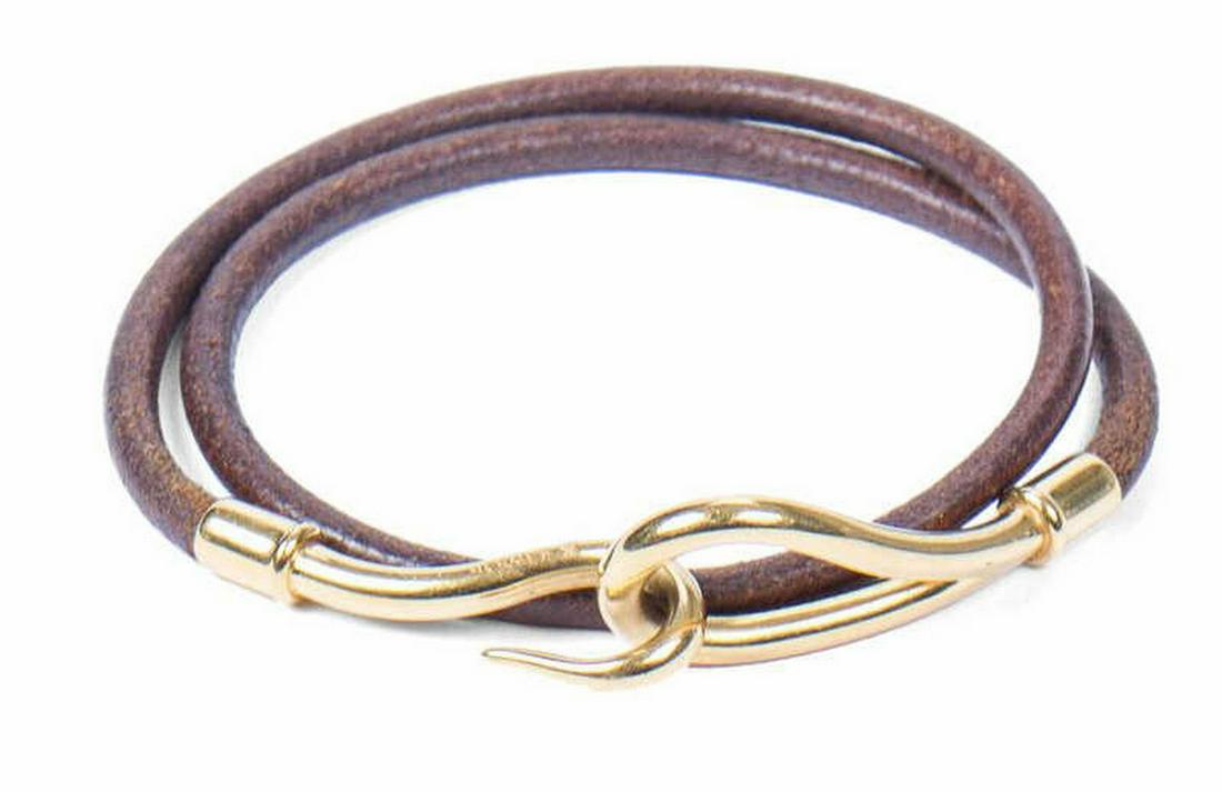 HERMES 'JUMBO DOUBLE TOUR' LEATHER BRACELET (1 of 2)