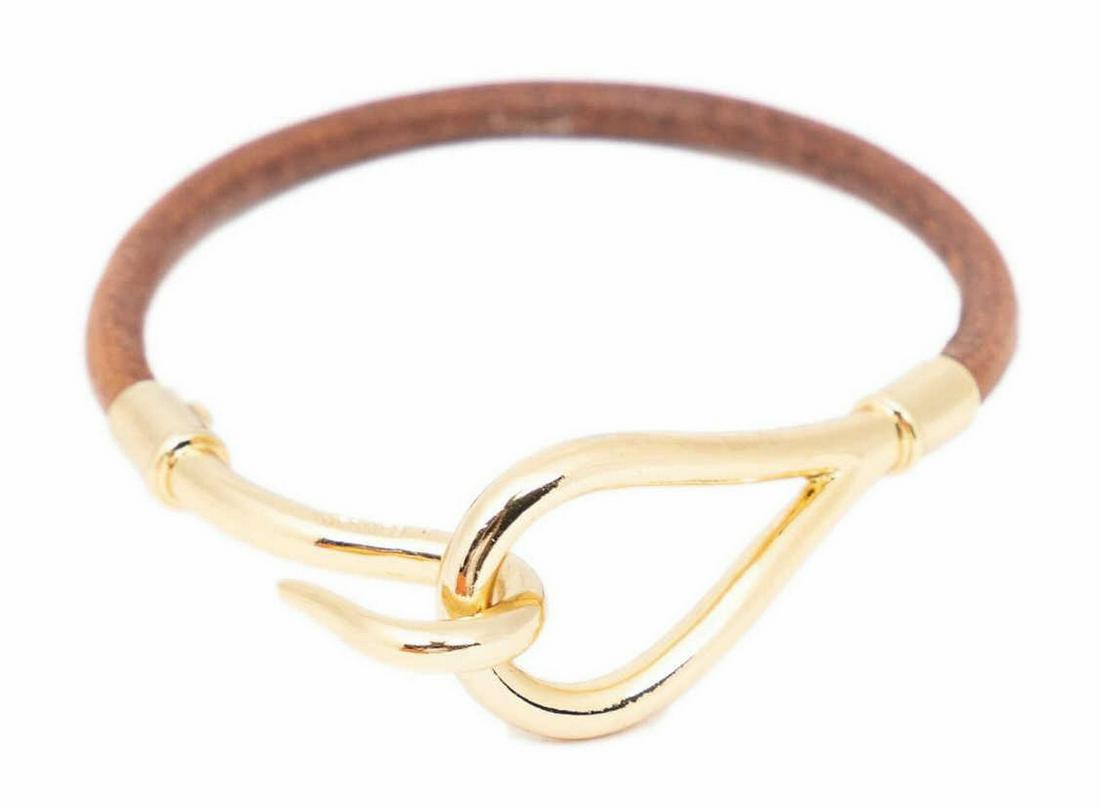 HERMES 'JUMBO' BROWN LEATHER BRACELET (1 of 2)