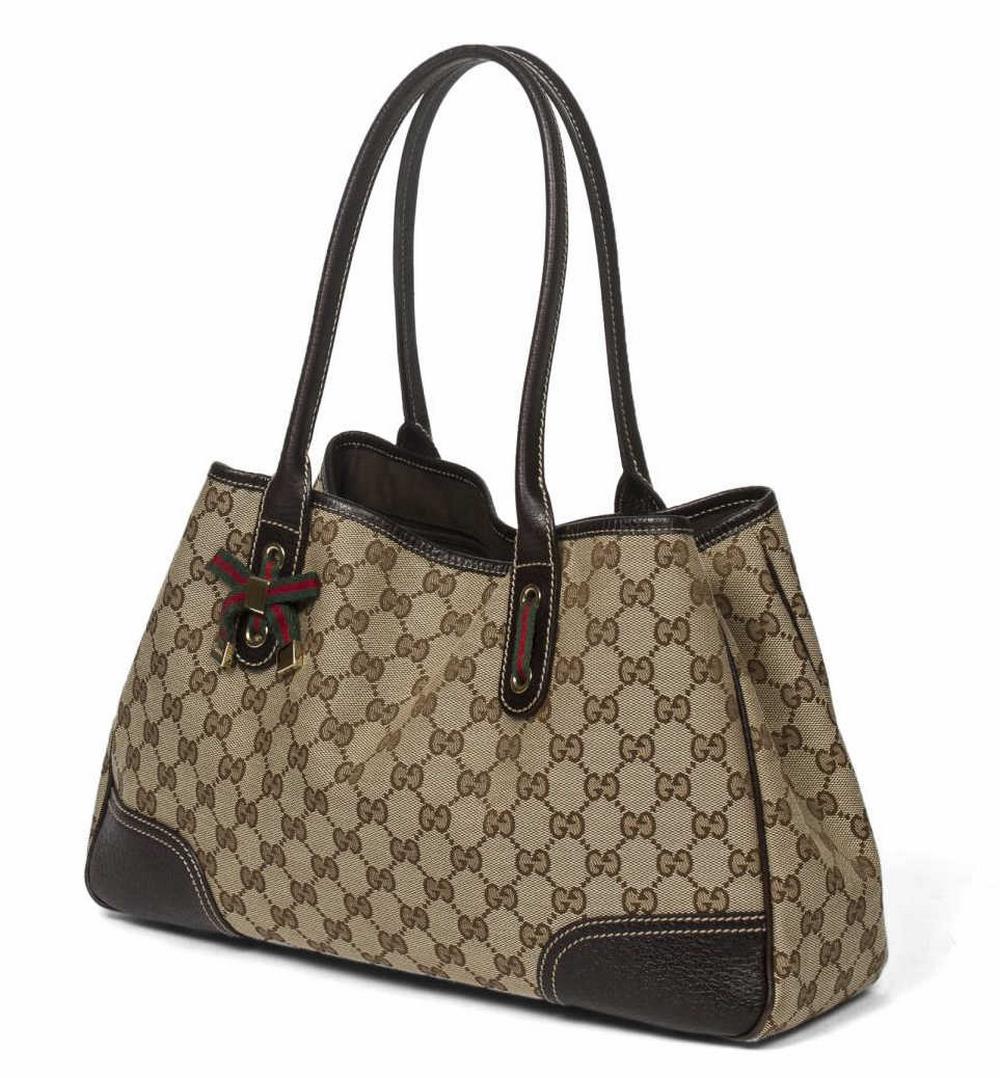 GUCCI 'PRINCY' GG CANVAS BROWN & TAN TOTE BAG (1 of 5)