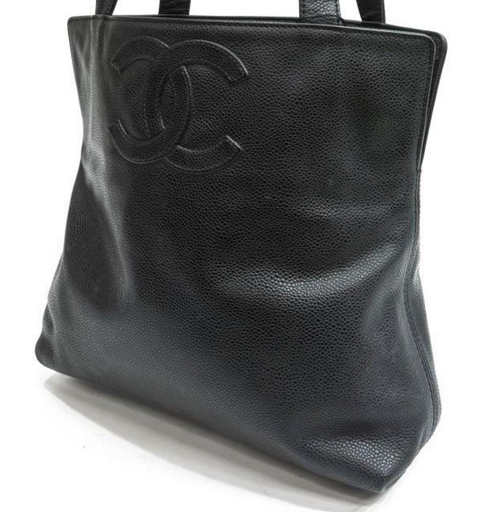CHANEL BLACK CAVIAR LEATHER TOTE SHOULDER BAG (1 of 5)