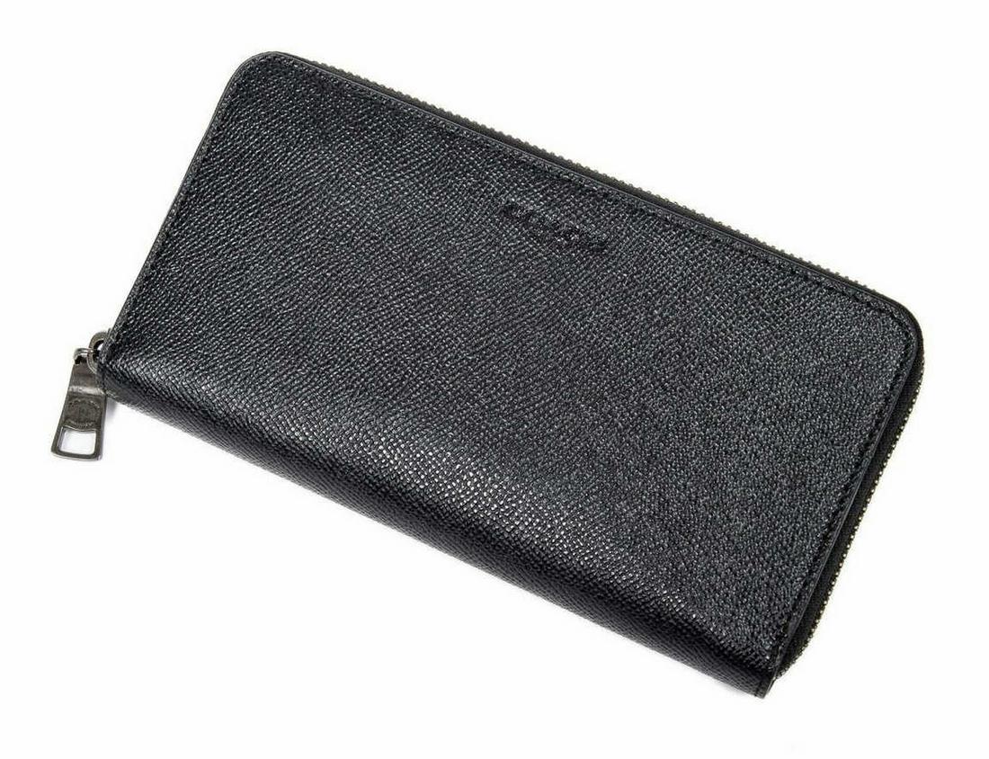 COACH LONG BLACK GRAINED LEATHER WALLET (1 of 3)