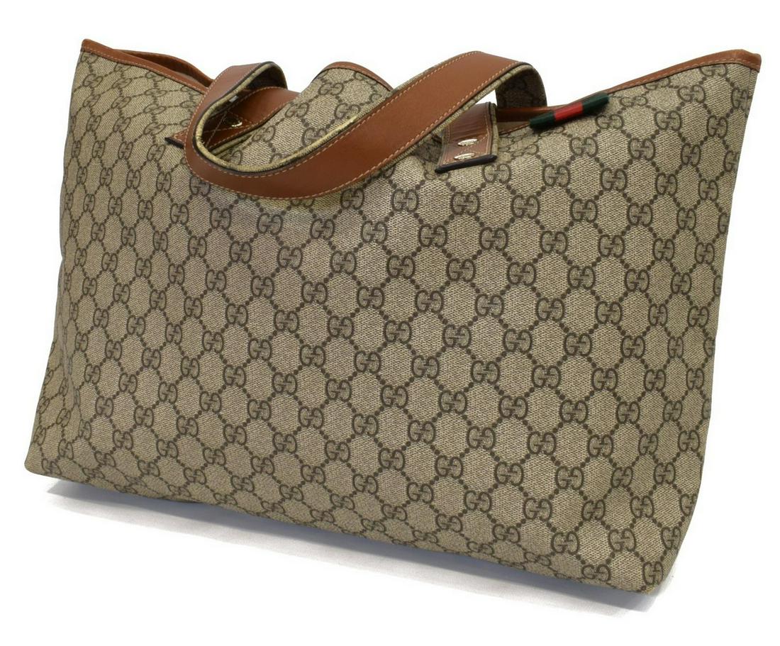 GUCCI BROWN & TAN MONOGRAM CANVAS TOTE BAG (1 of 6)