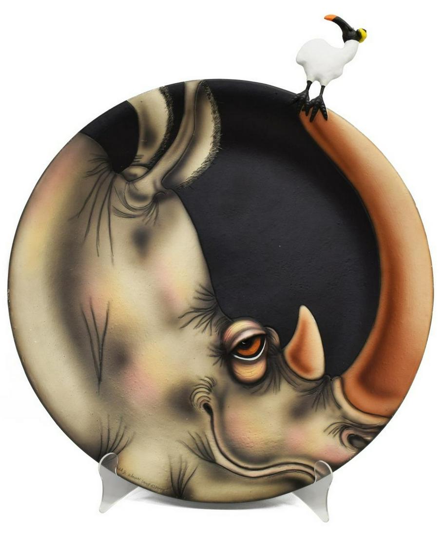 TODD WARNER (B.1945) SCULPTURAL RHINO PLATE (1 of 4)