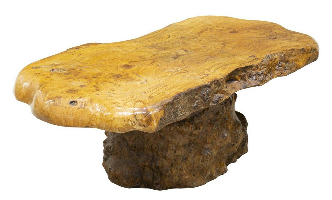 LIVE EDGE FREEFORM SLAB-TOP COFFEE TABLE, SIGNED (1 of 4)
