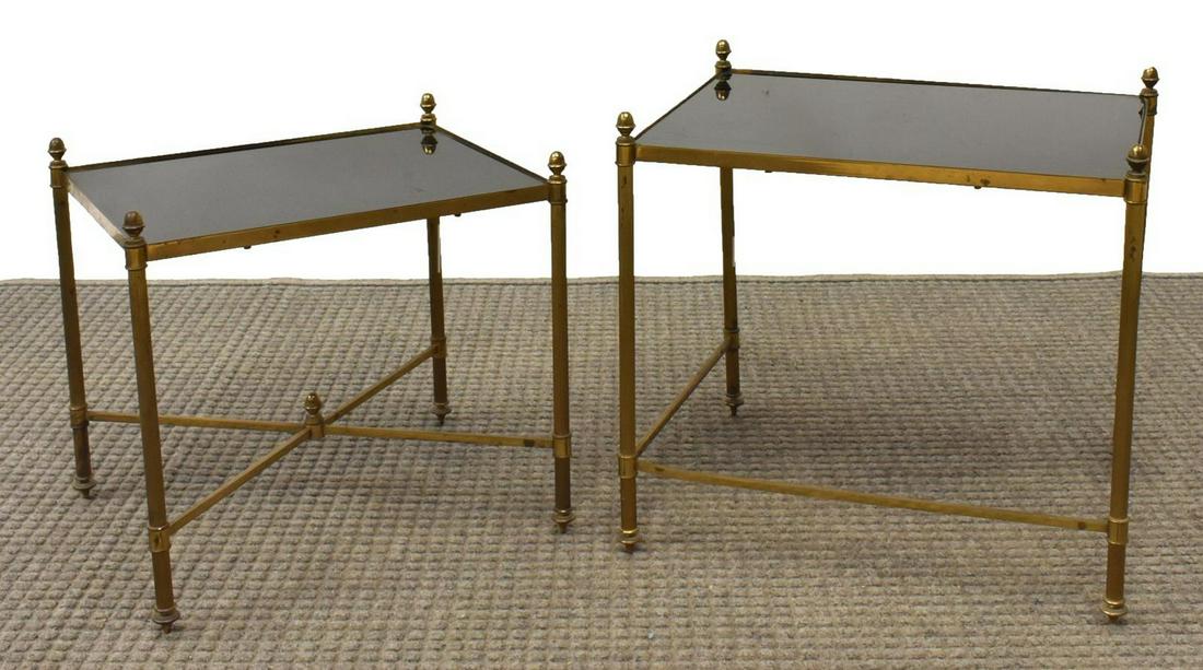 (2) FRENCH SMOKED GLASS TOP NESTING TABLES (1 of 3)