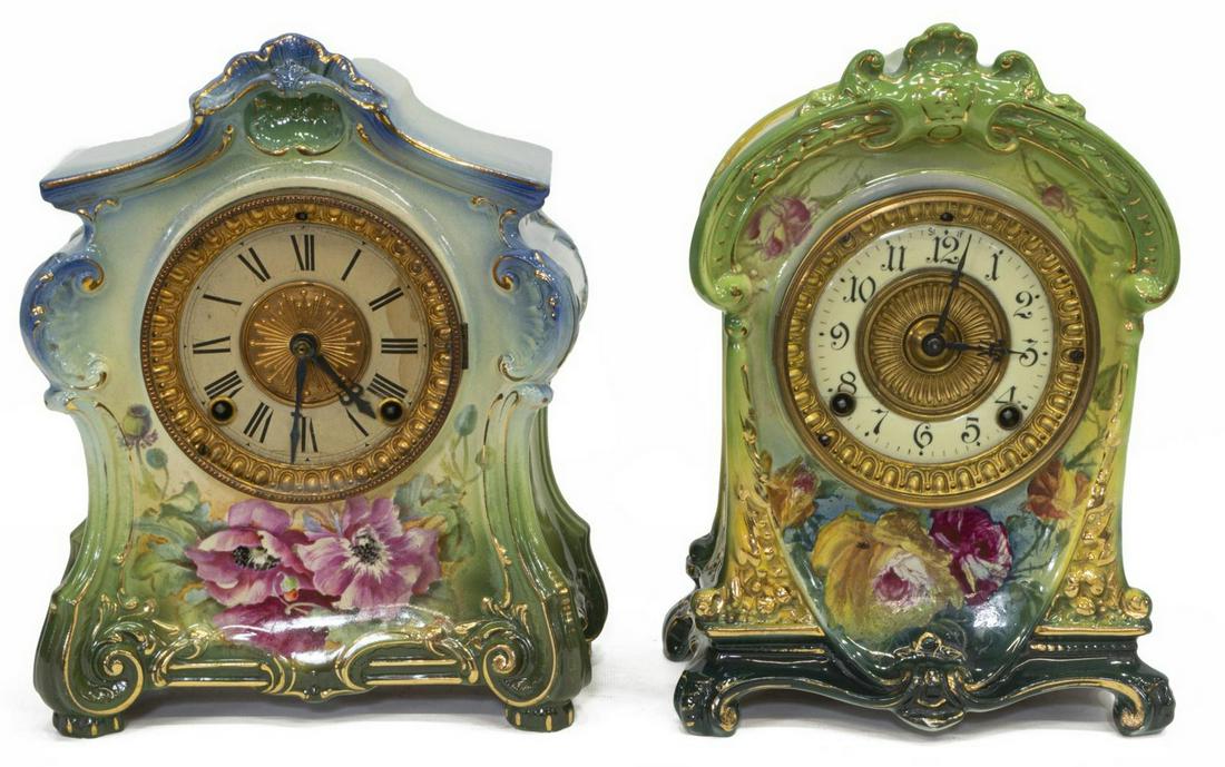 (2) ROCOCO STYLE PORCELAIN SHELF CLOCKS (1 of 4)
