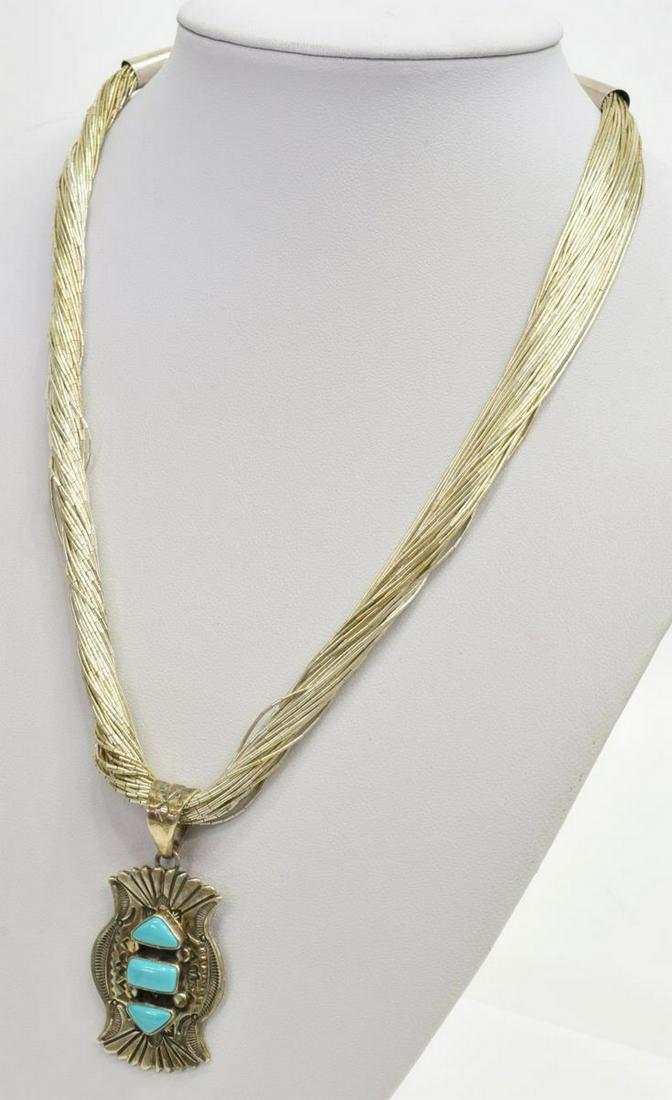 HAPPY PIASSO NAVAJO LIQUID SILVER PENDANT NECKLACE (1 of 4)