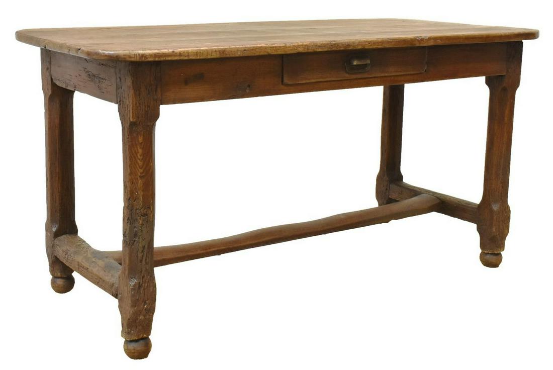 RUSTIC FRENCH MIXED WOOD FARMHOUSE TABLE, 59"L (1 of 4)