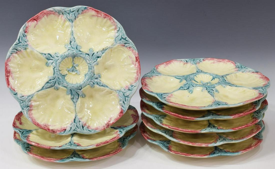 (8) FRENCH GIEN MAJOLICA OYSTER SHELL PLATES (1 of 3)