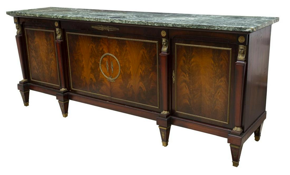 FRENCH EMPIRE STYLE MARBLE-TOP MAHOGANY SIDEBOARD (1 of 6)