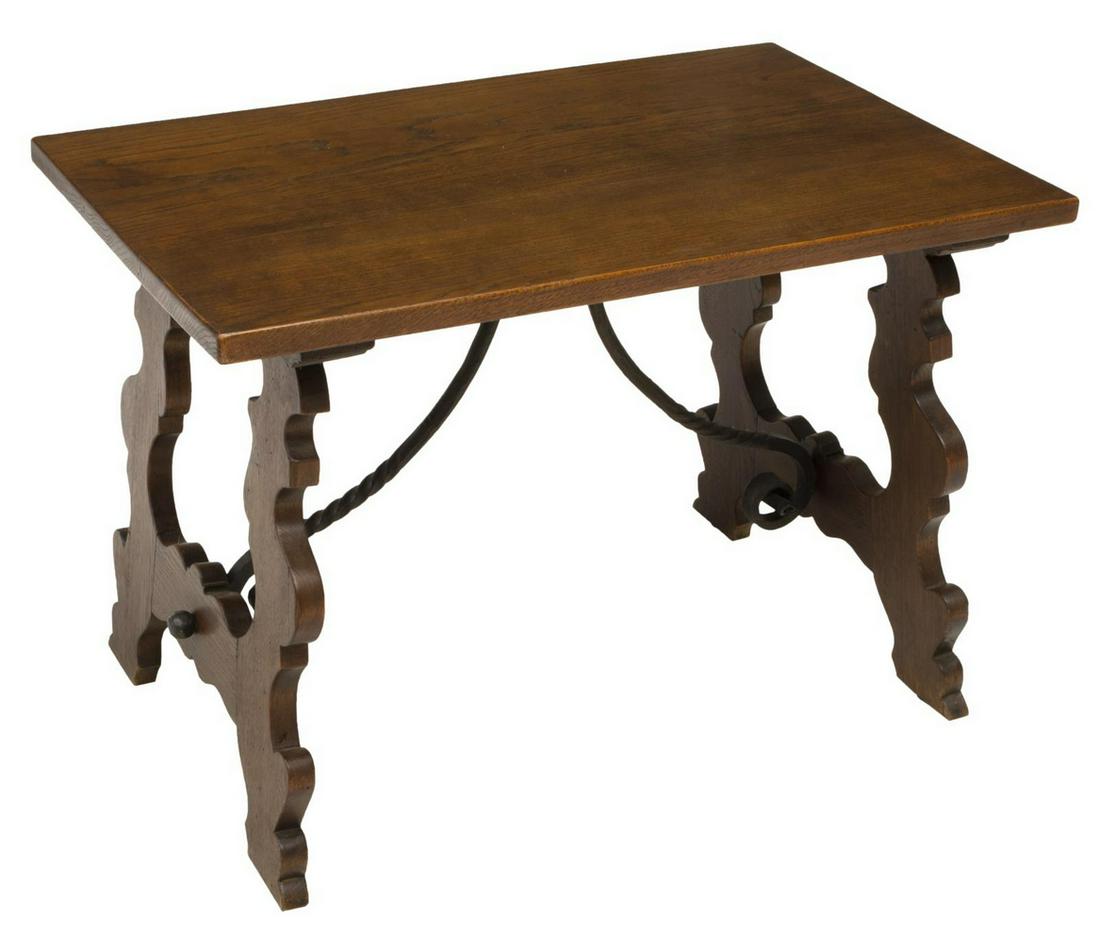 SPANISH BAROQUE STYLE OAK TABLE IRON STRETCHERS (1 of 3)