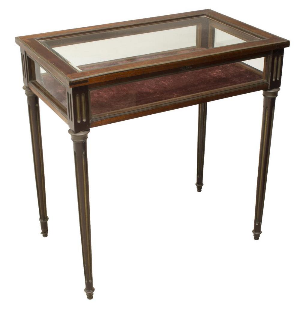 FRENCH LOUIS XVI STYLE MAHOGANY VITRINE TABLE (1 of 3)