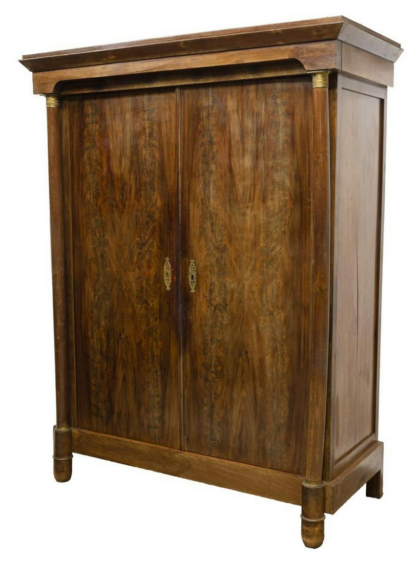 FRENCH EMPIRE STYLE MAHOGANY DOUBLE-DOOR ARMOIRE (1 of 4)