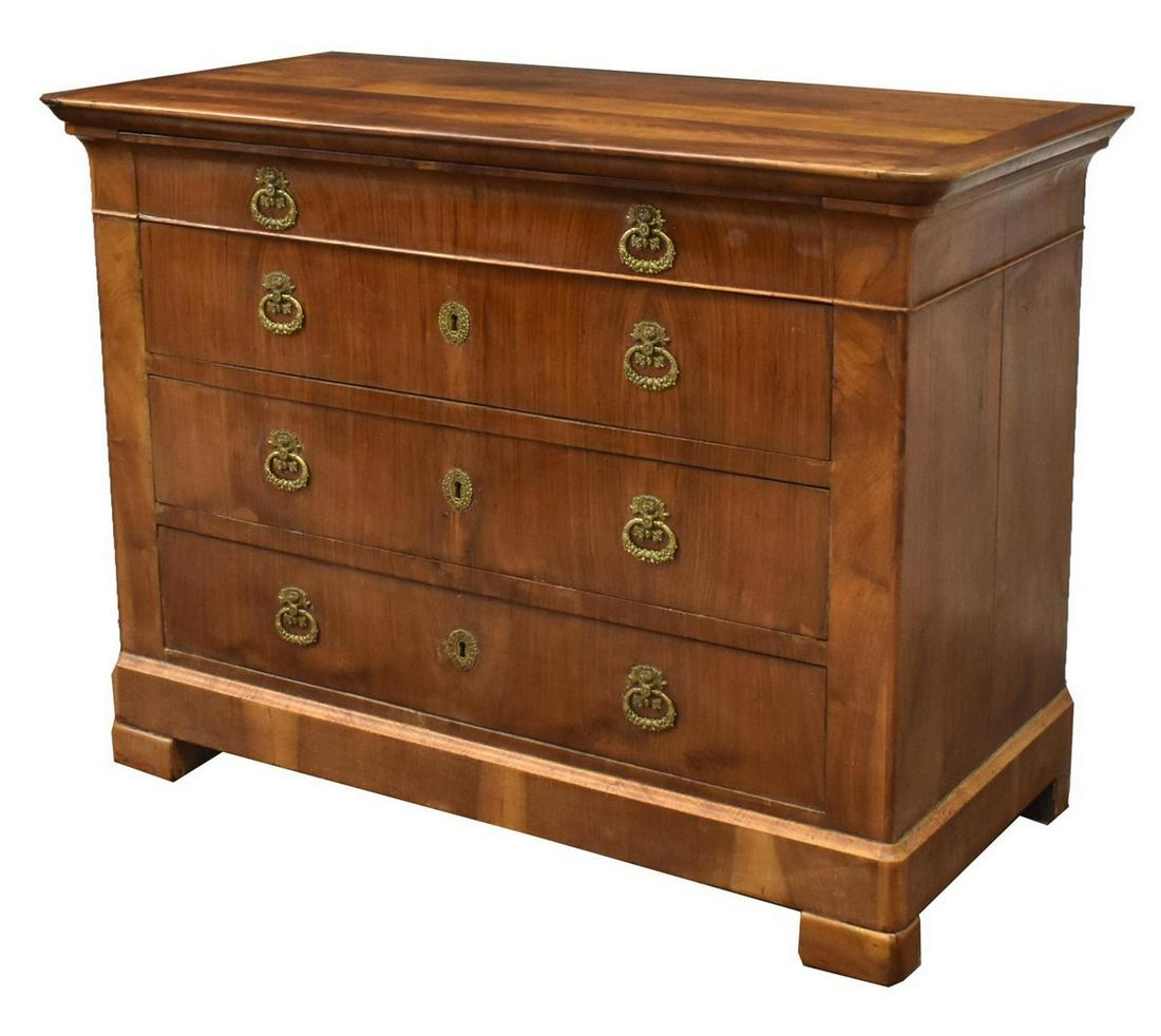 FRENCH LOUIS PHILIPPE WALNUT FOUR-DRAWER COMMODE (1 of 5)