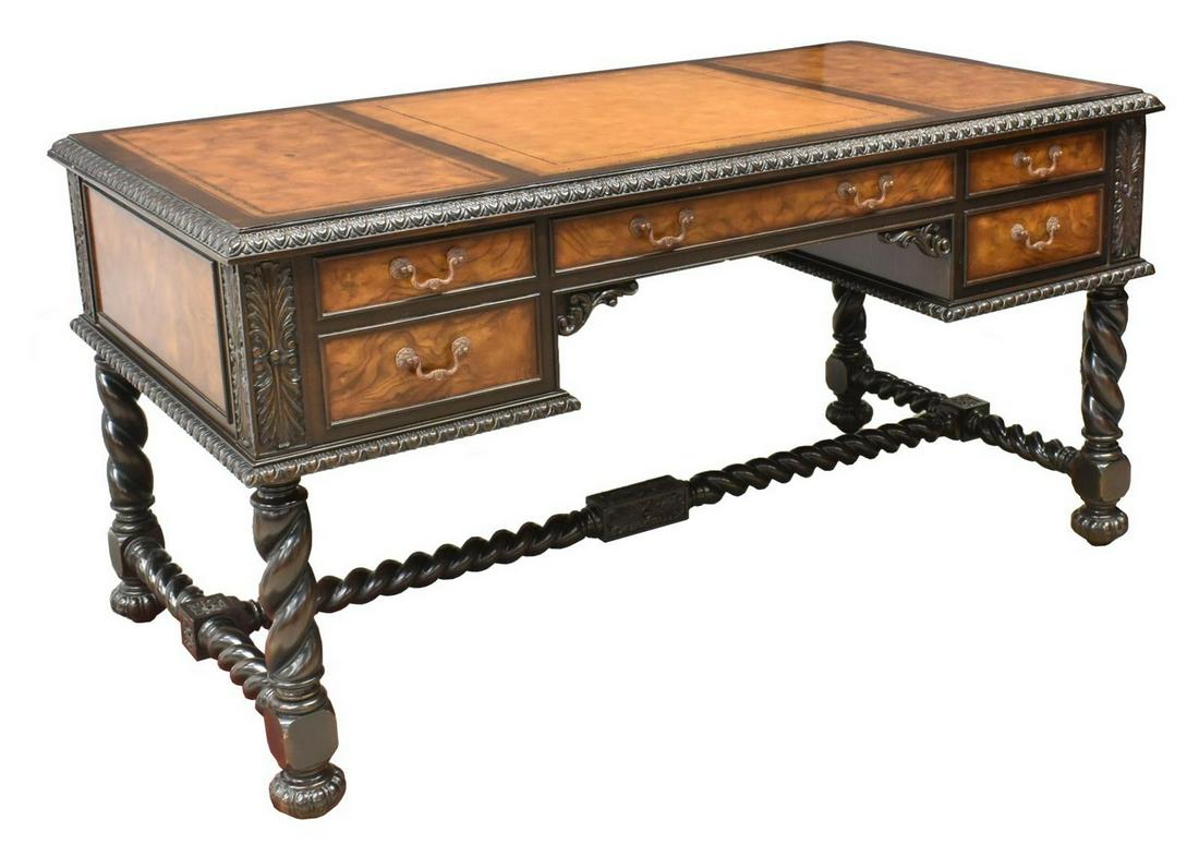 MAITLAND-SMITH EBONIZED WOOD PARTNERS DESK (1 of 5)