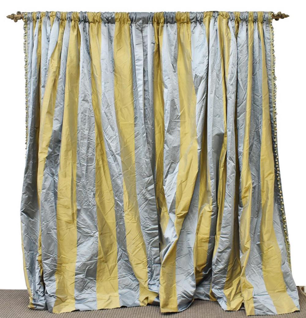 (2) ORNATE SILK CURTAIN PANELS, RODS & ACCESORIES (1 of 4)