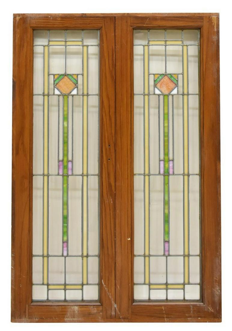 ARTS & CRAFTS STAINED & LEADED GLASS WINDOWS (1 of 2)