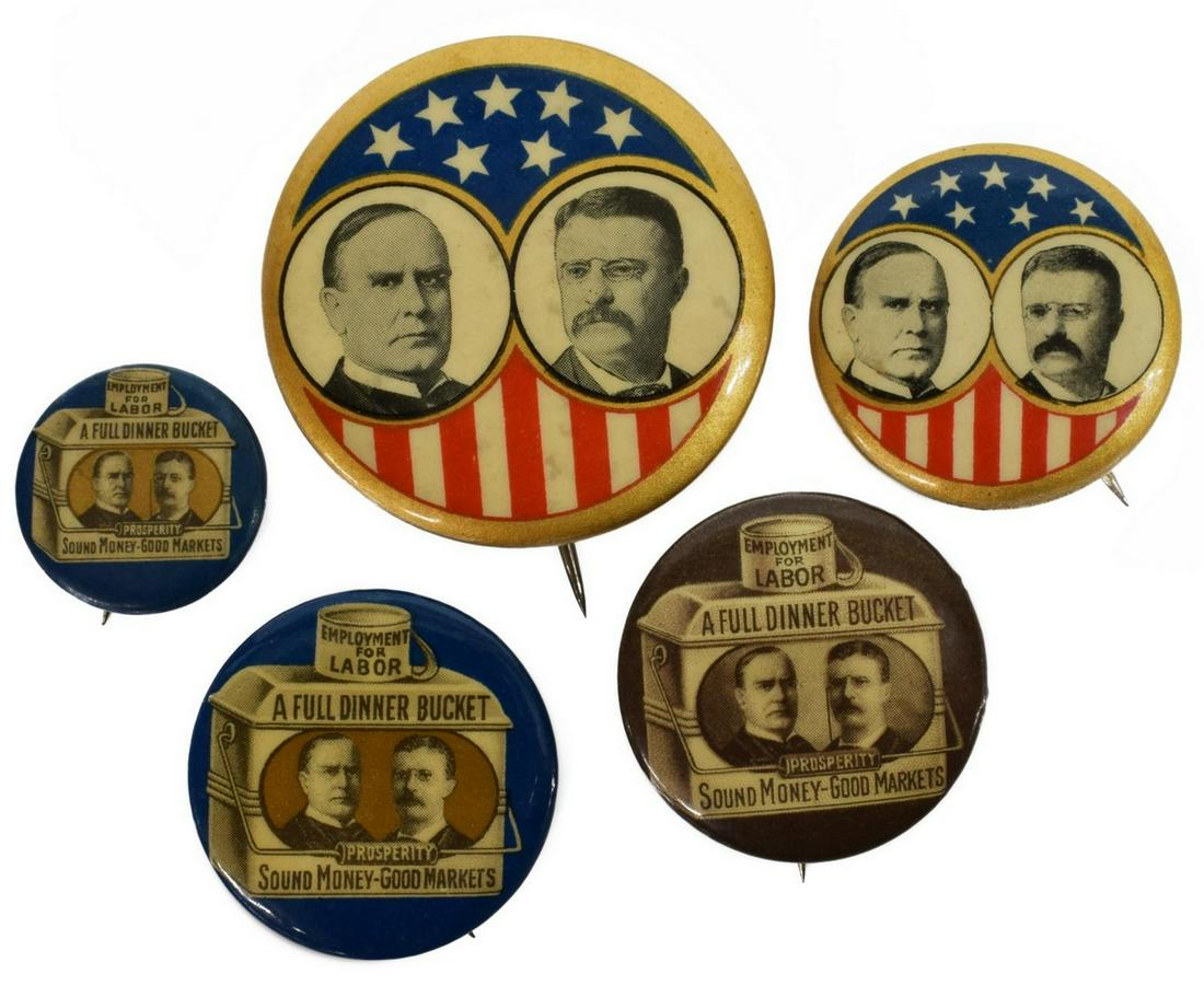 (5) McKINLEY & ROOSEVELT JUGATES, 3 DINNER BUCKET (1 of 2)