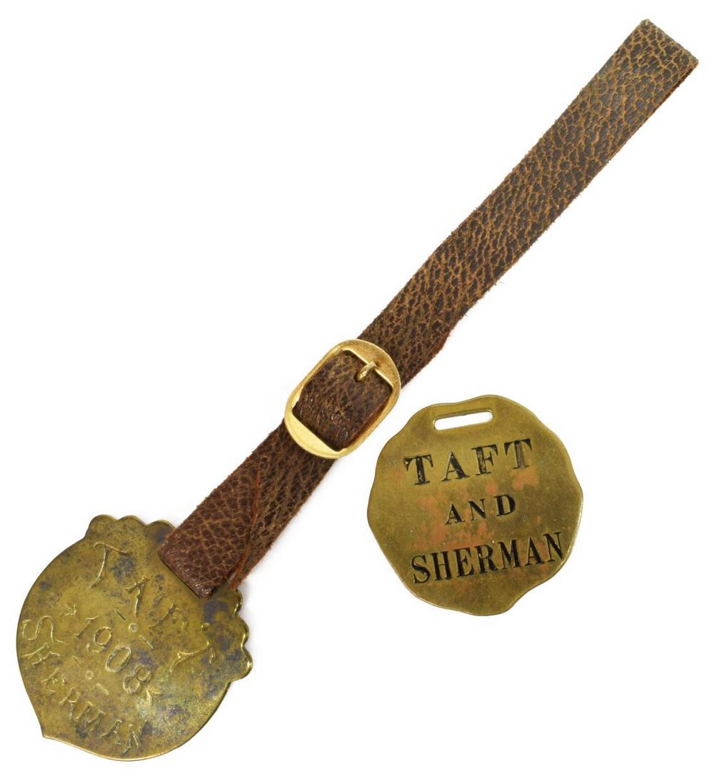 (2) WILLIAM HOWARD TAFT CAMPAIGN WATCH FOBS (1 of 3)