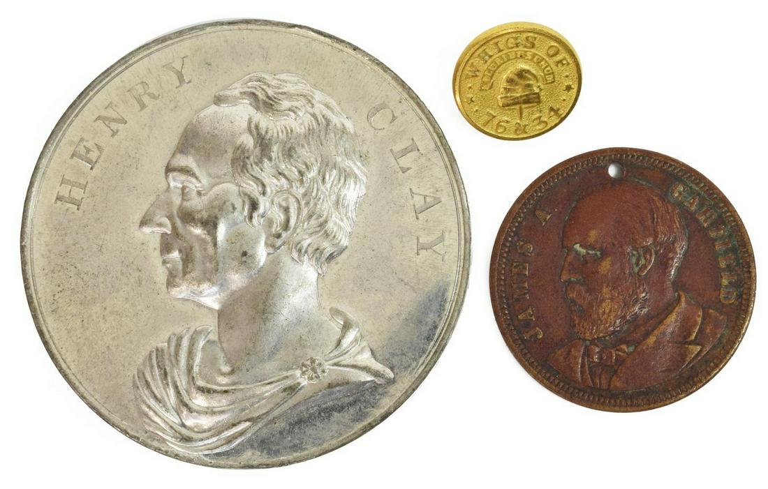 (3) POLITICAL MEDALS, HENRY CLAY, JAMES GARFIELD (1 of 2)