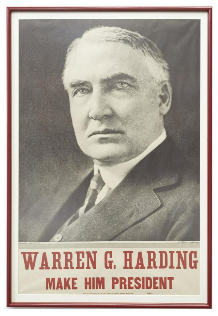 LARGE POLITICAL POSTER, HARDING FOR PRESIDENT (1 of 2)