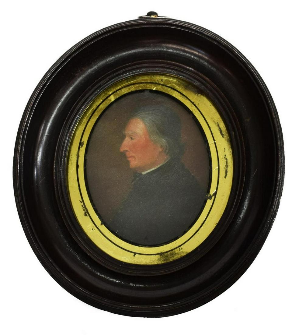 FRAMED AMERICAN PAINTED PORTRAIT MINIATURE 19TH C. (1 of 3)