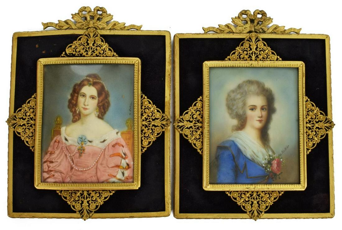 (2) FRAMED PORTRAIT MINIATURES AFTER NATTIER (1 of 4)