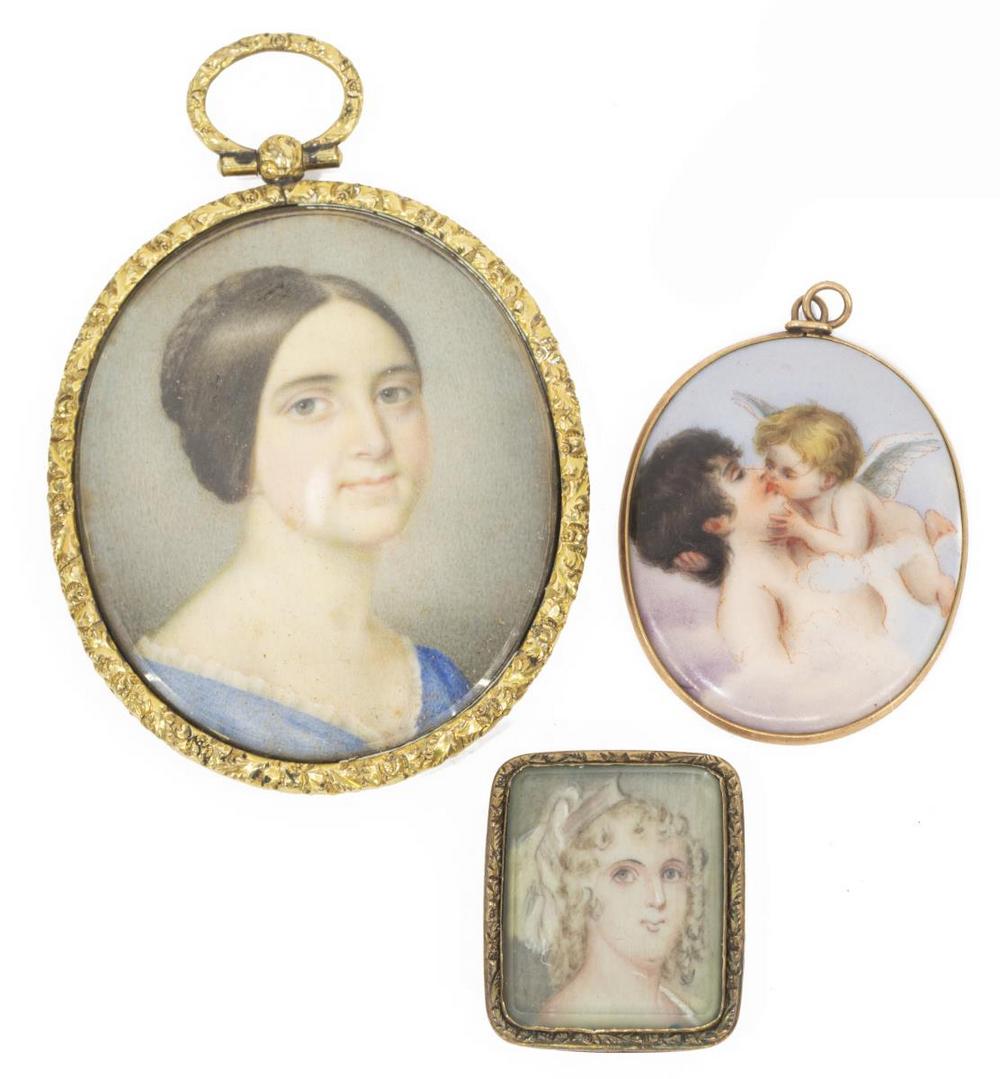 (3) PAINTED PORTRAIT MINIATURE JEWELRY (1 of 2)