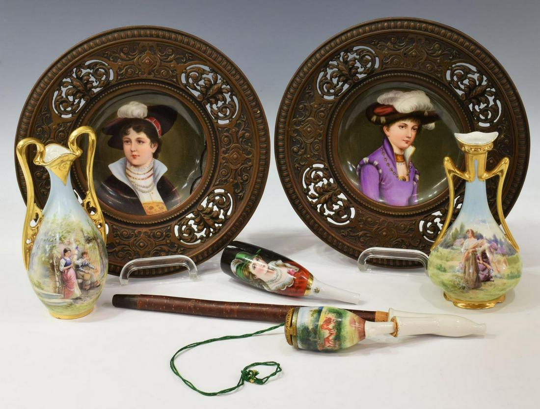 (6) PAINTED PORCELAIN ITEMS, INCLUDING KPM STYLE (1 of 3)