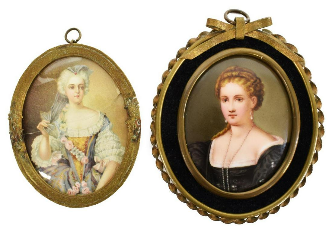 (2) FRAMED PORTRAIT MINIATURES OF WOMEN (1 of 2)