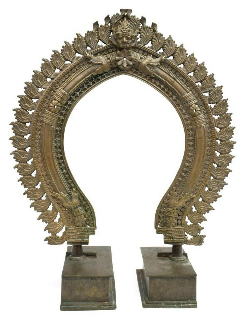 LARGE BRONZE ARCHED BUDDHIST MANDORLA/ HALO (1 of 4)
