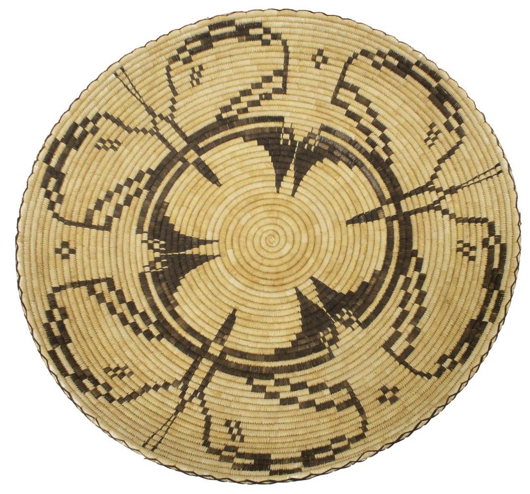 LARGE BUTTERFLY PATTERN PAPAGO BASKET, 26"DIAM (1 of 2)