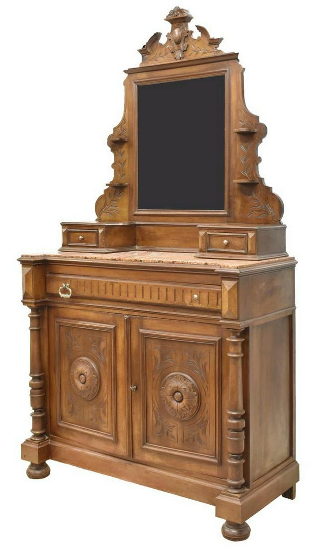 FRENCH HENRI II STYLE WALNUT DRESSING COMMODE (1 of 4)