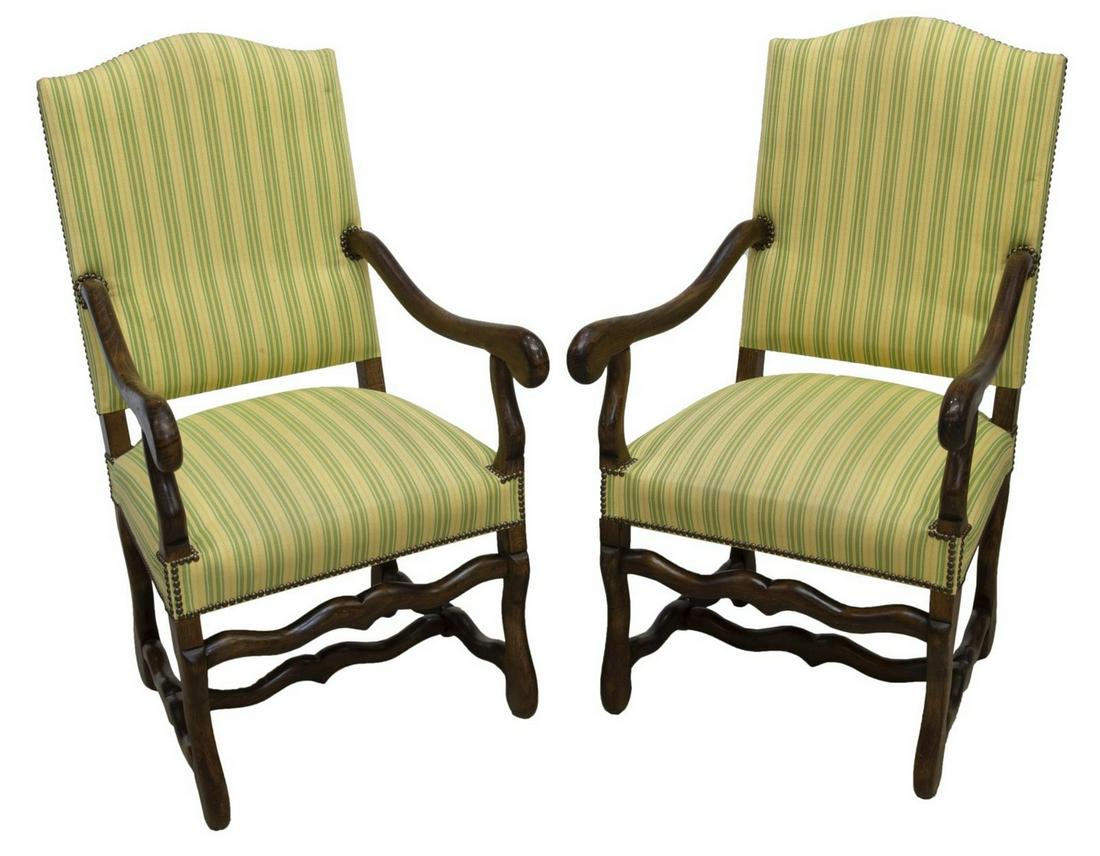 (2) FRENCH LOUIS XIV STYLE WALNUT FAUTEUILS (1 of 2)
