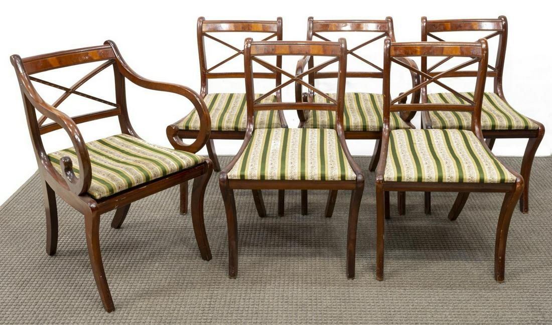 (6) ENGLISH REGENCY STYLE MAHOGANY DINING CHAIRS (1 of 2)