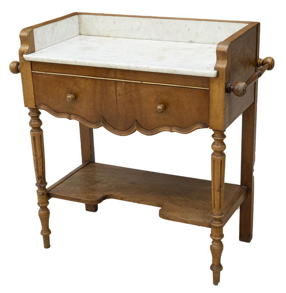 FRENCH MARBLE-TOP FRUITWOOD WASHSTAND (1 of 4)
