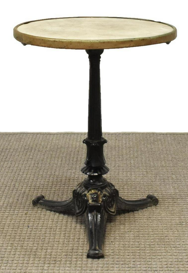 FRENCH PARISIAN MARBLE-TOP CAST IRON BISTRO TABLE (1 of 3)