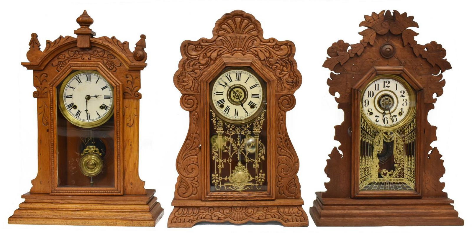 (3) AMERICAN GINGERBREAD KITCHEN SHELF CLOCKS (1 of 6)