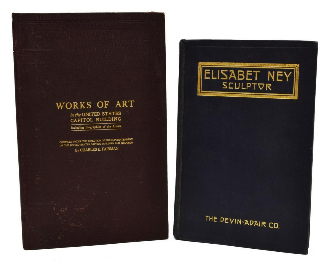 (2) BOOKS: 'ELISABET NEY, SCULPTOR' & U.S. CAPITOL: (lot of 2) Books: (1) "Elisabet Ney, Sculptor," Bride Neill Taylor, New York, The Devin-Adair Co., 1916, signed by the author in 1922, the frontispiece with a depiction of Ney from a painting, several
