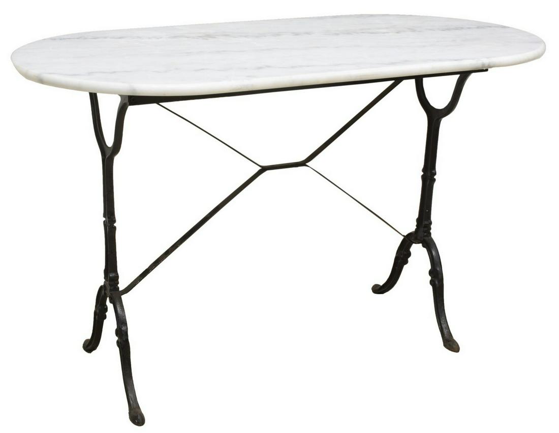 FRENCH PARISIAN MARBLE-TOP CAST IRON BISTRO TABLE (1 of 3)