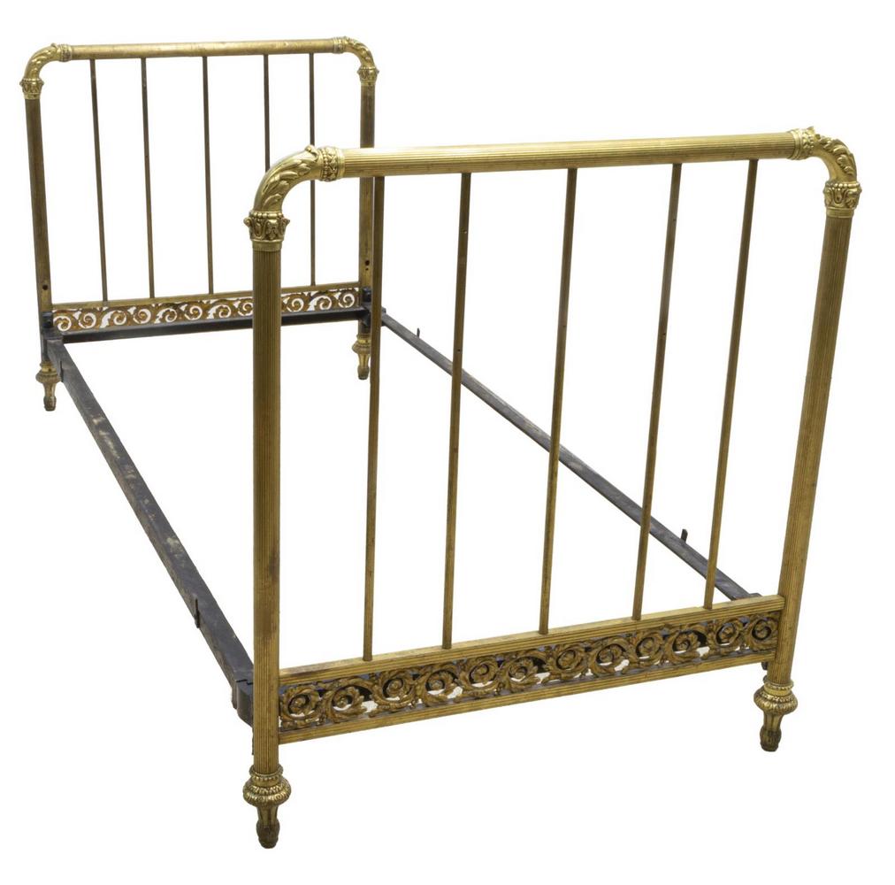 VICTORIAN GILT METAL & IRON BED FRAME (1 of 2)