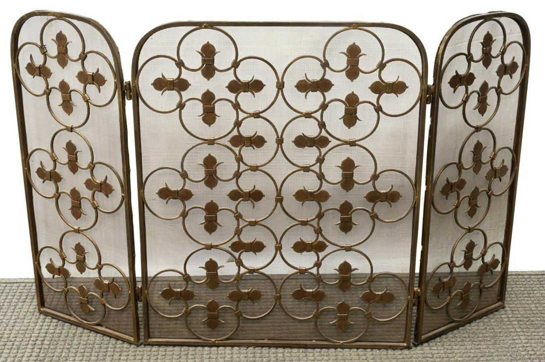IRON TRI-FOLD IRON FIREPLACE SCREEN (1 of 2)