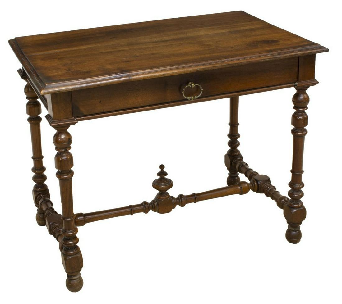 DIMINUTIVE HENRI II STYLE WALNUT HALL WORK TABLE (1 of 4)