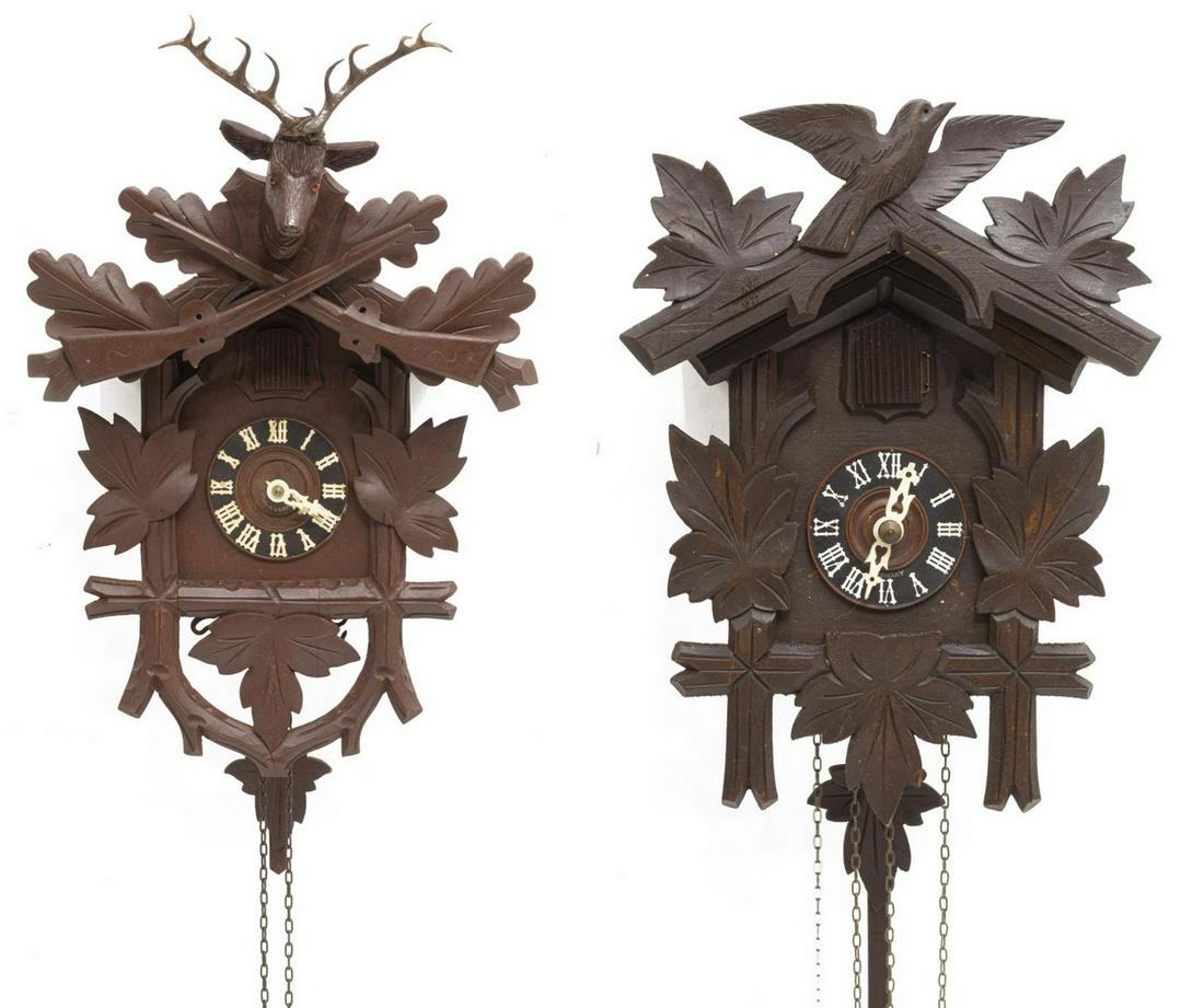 (2) VINTAGE GERMAN BLACK FOREST CUCKOO CLOCKS (1 of 3)