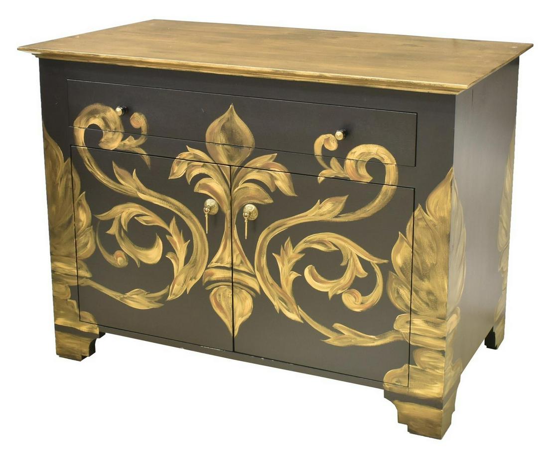 CONTEMPORARY DESIGNER PARCEL GILT CABINET (1 of 5)