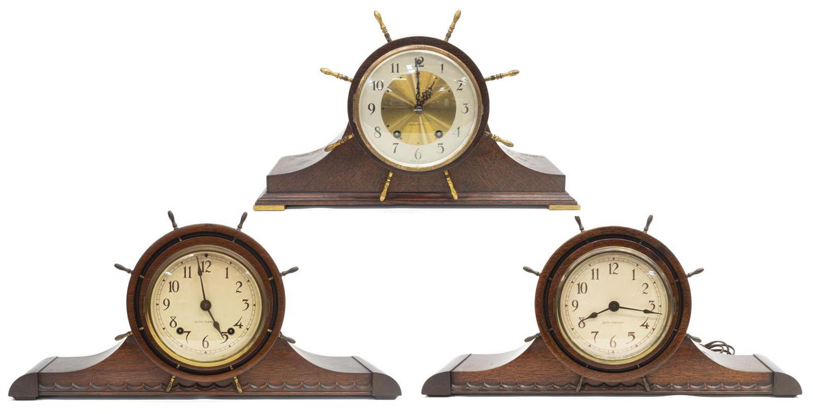 (3) SHIP WHEEL MANTEL CLOCKS, (2) SETH THOMAS (1 of 7)