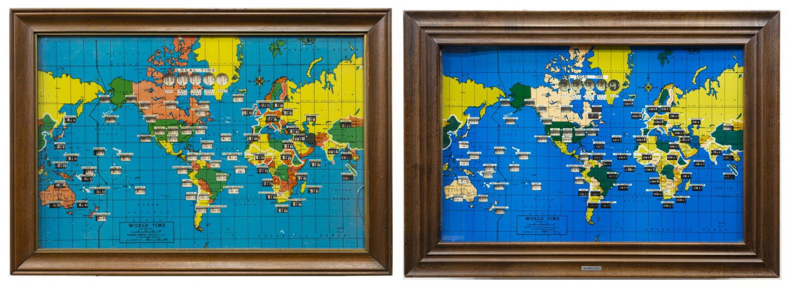 (2) VINTAGE WORLD TIME ZONE CLOCKS, HOWARD MILLER (1 of 4)