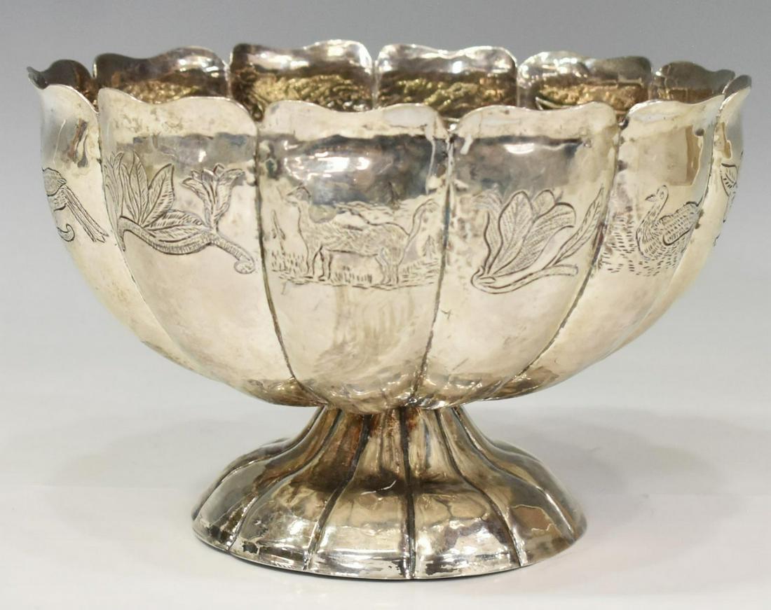 SPANISH COLONIAL SILVER FOOTED BOWL, MEXICO (1 of 4)