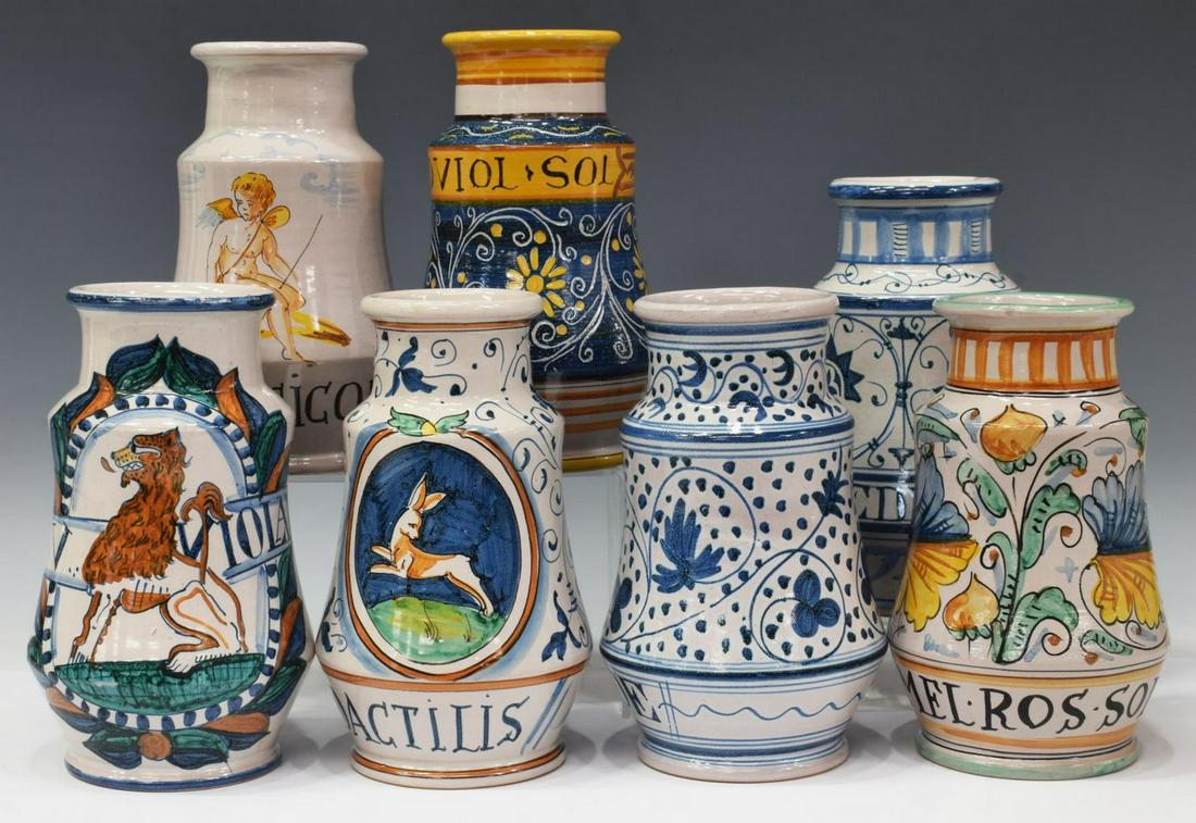 (7) ITALIAN TIN-GLAZED MAJOLICA APOTHECARY JARS (1 of 3)