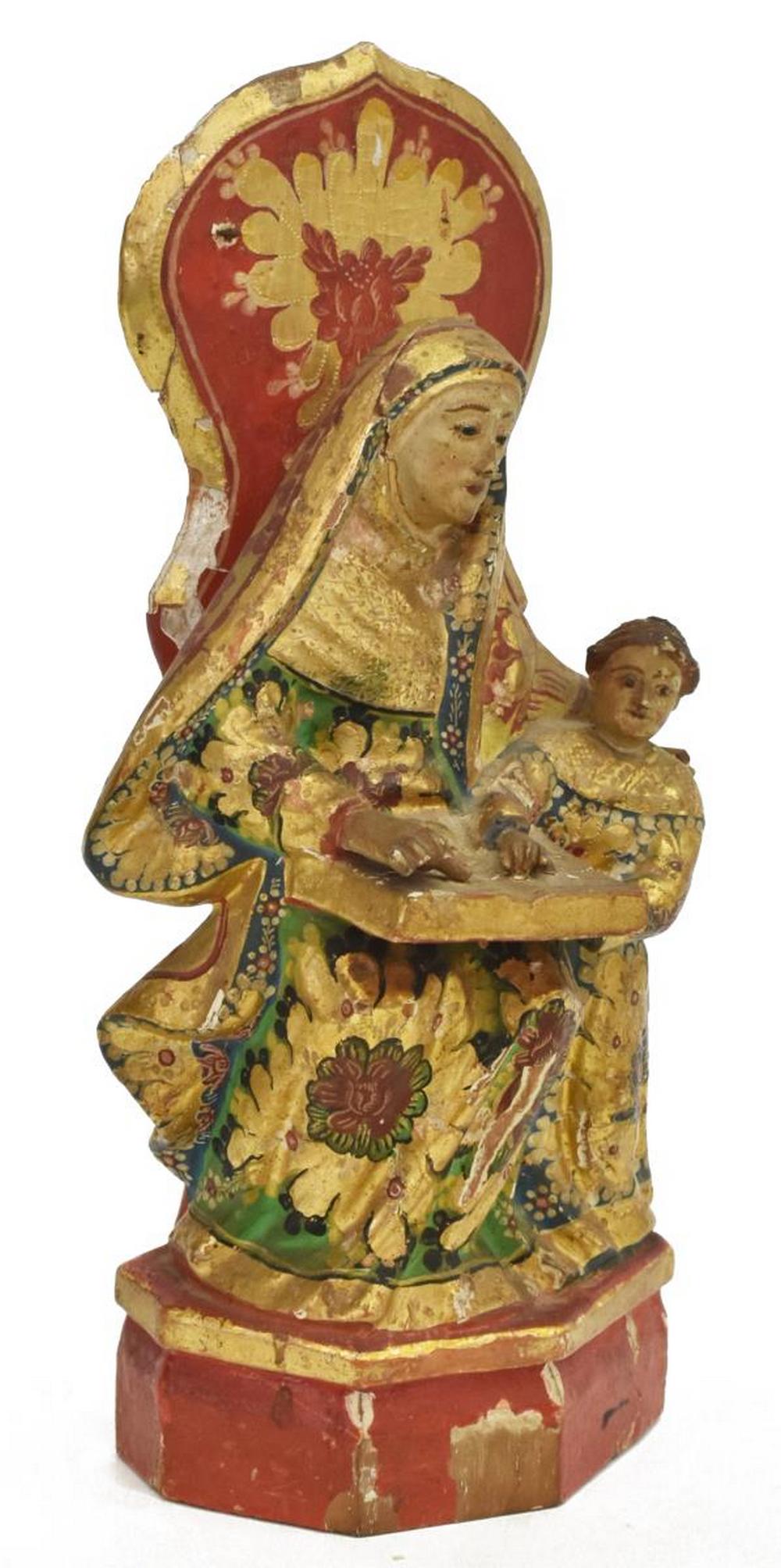 SPANISH POLYCHROME PAINTED MARY & CHRIST CHILD (1 of 4)
